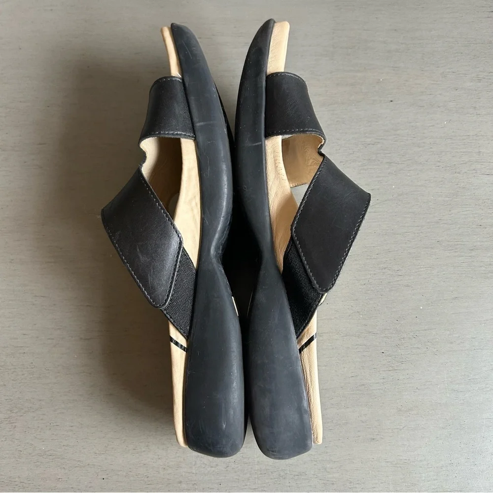 Dankso Women Leather Sandals Slide EU 38 US 7.5/8 Black Slip On Open Toe Strappy